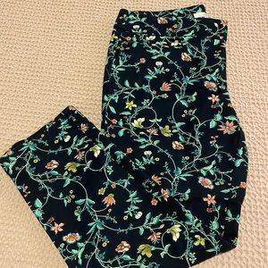 LOFT Floral Marisa Cut Cropped Dress Pants